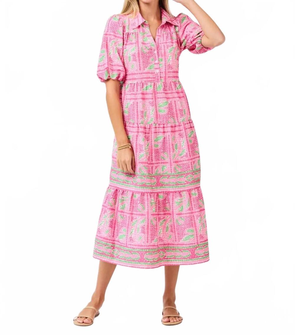 NEW MARY SQUARE eloise trellis tiles dress in pink